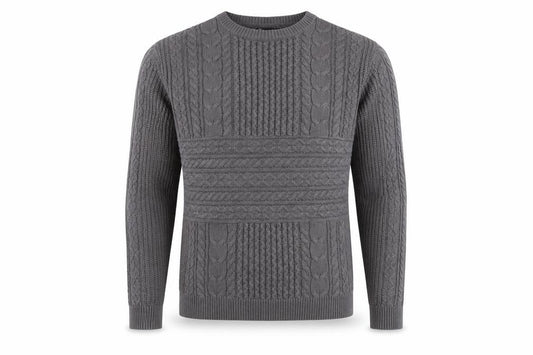 ASOS Design Men's Grey M Cable-Knit Crew Neck Pullover Jumper