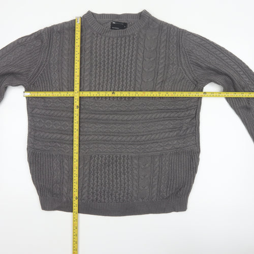 ASOS Design Men's Grey M Cable-Knit Crew Neck Pullover Jumper