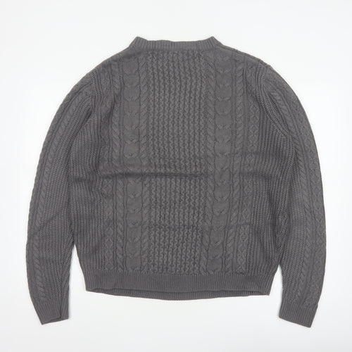 ASOS Design Men's Grey M Cable-Knit Crew Neck Pullover Jumper