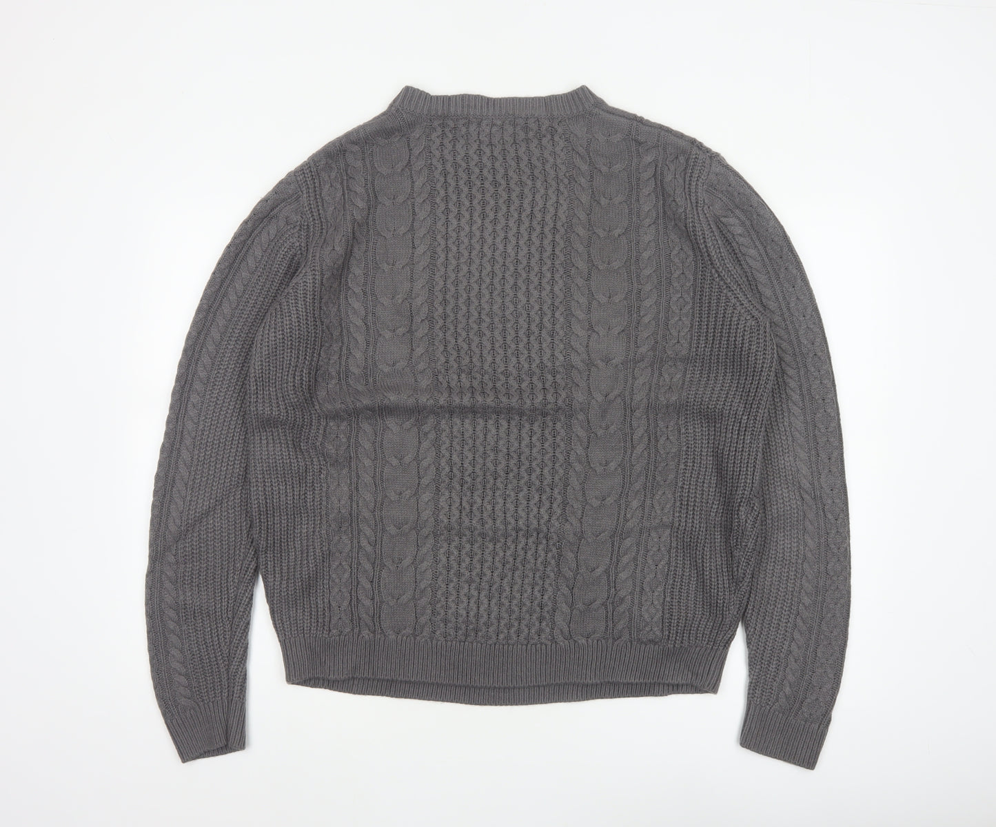 ASOS Design Men's Grey M Cable-Knit Crew Neck Pullover Jumper