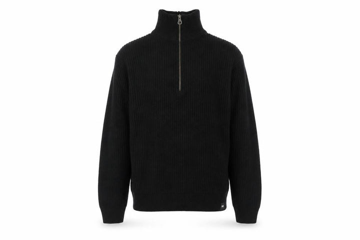 Pull&Bear Men Black M Chunky Knit Half Zip High Neck Jumper