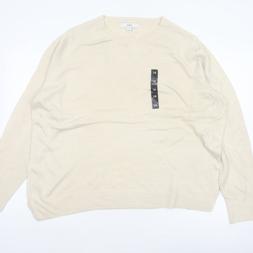 Marks and Spencer Women Ivory Size 18 Crew Neck Knit Pullover Jumper