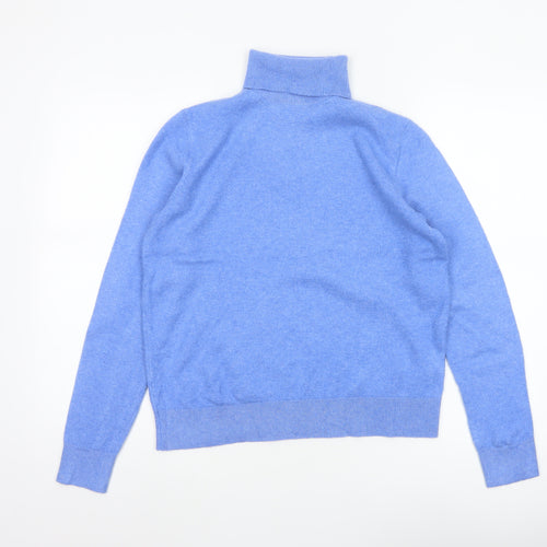 Marks and Spencer Women Blue S 100% Cashmere Roll Neck Jumper