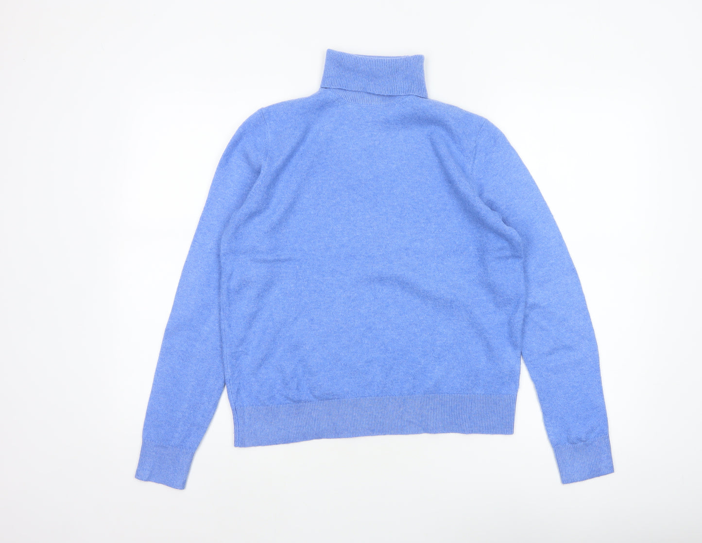 Marks and Spencer Women Blue S 100% Cashmere Roll Neck Jumper