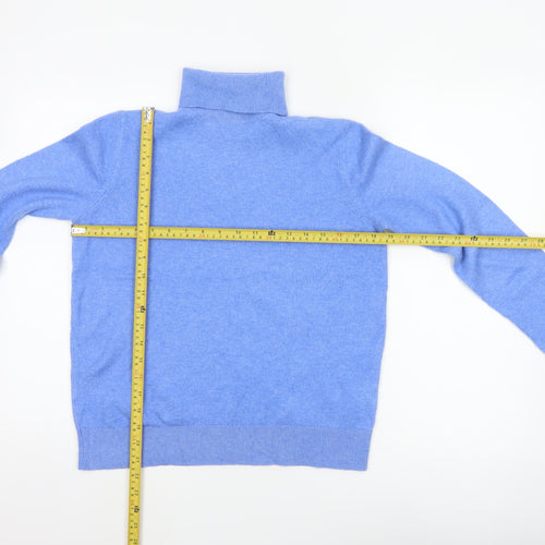 Marks and Spencer Women Blue S 100% Cashmere Roll Neck Jumper