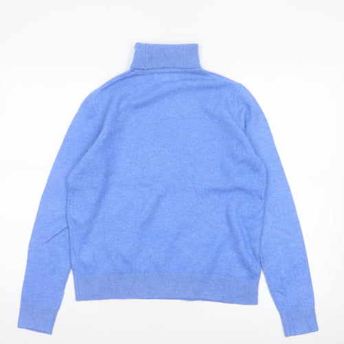 Marks and Spencer Women Blue S 100% Cashmere Roll Neck Jumper