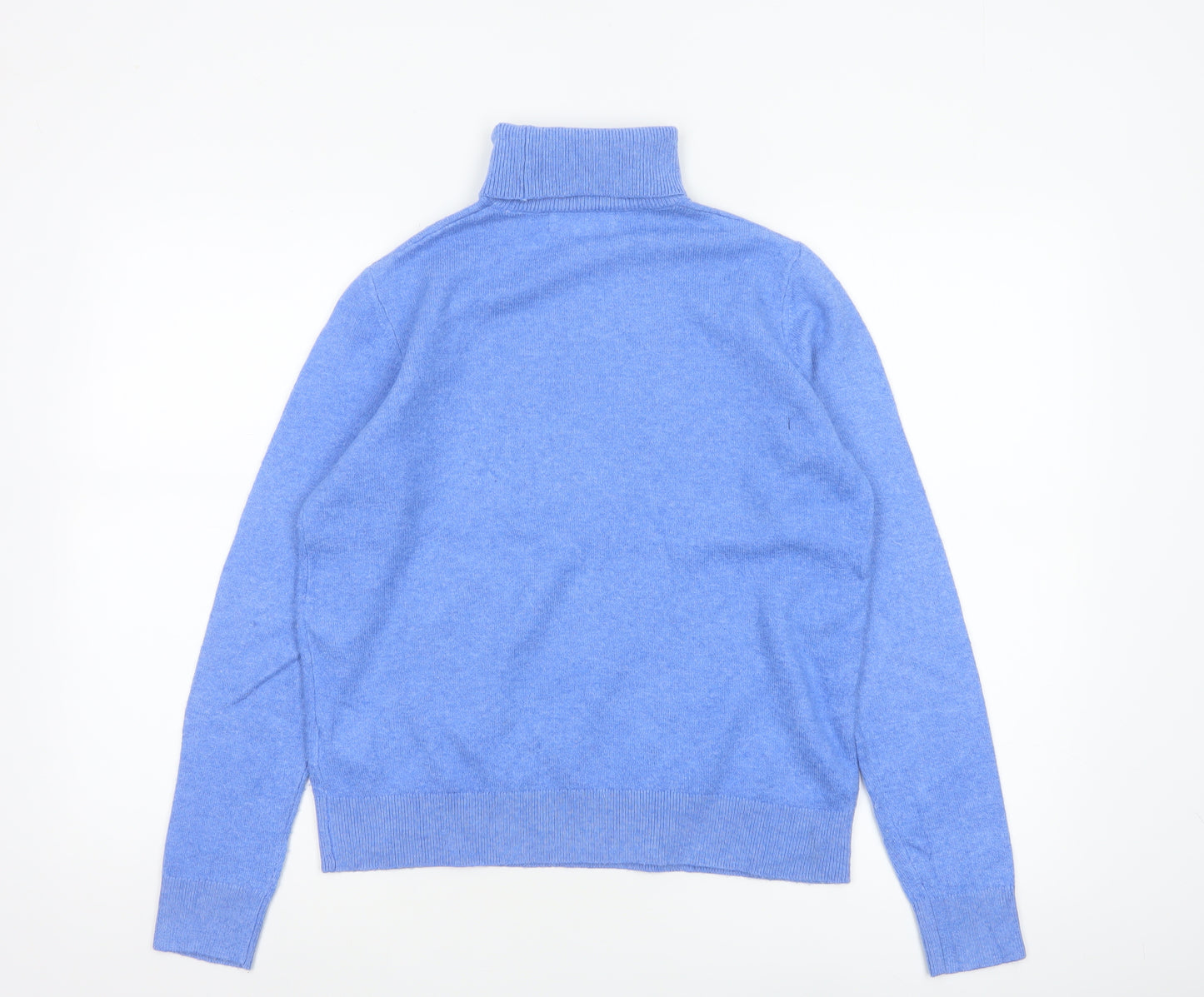 Marks and Spencer Women Blue S 100% Cashmere Roll Neck Jumper