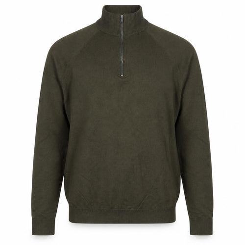 Marks and Spencer Men Green S 1/4 Zip High Neck Knit Jumper