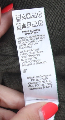 Marks and Spencer Men Green S 1/4 Zip High Neck Knit Jumper