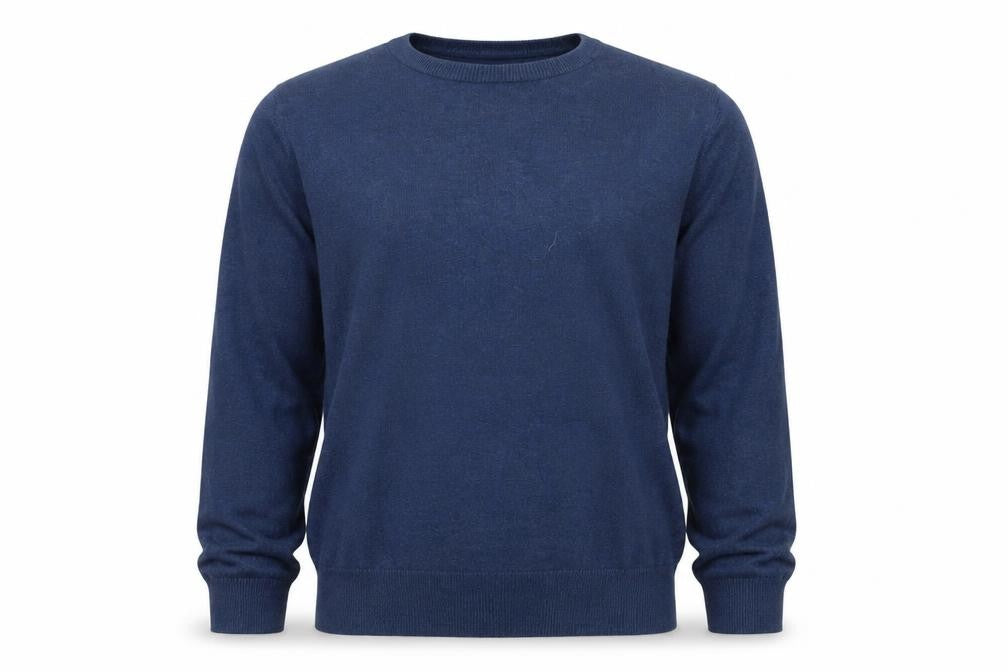 Front view of Marks & Spencer Men Blue M Pure Cotton Crew Neck jumper