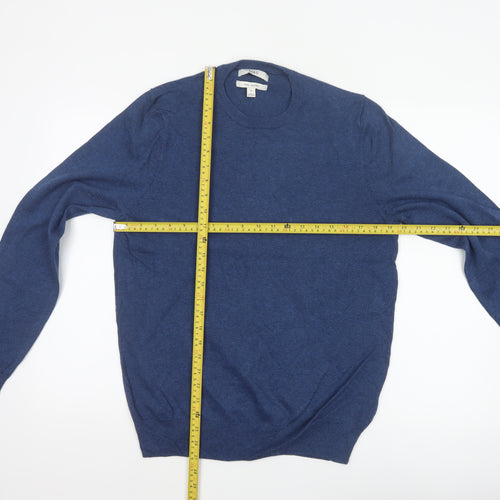 Marks and Spencer Men Blue M Pure Cotton Crew Neck Pullover Jumper