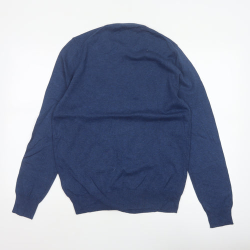 Marks and Spencer Men Blue M Pure Cotton Crew Neck Pullover Jumper