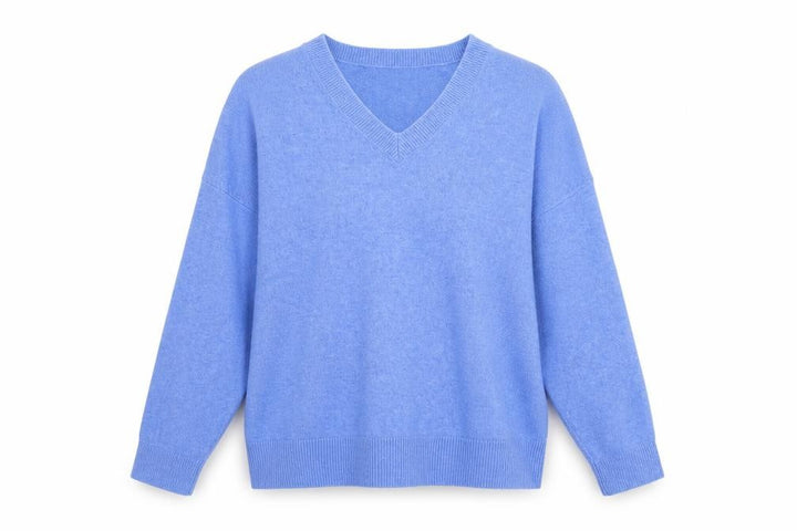 Marks and Spencer Women Blue XL V-Neck Long Sleeve Knit Jumper