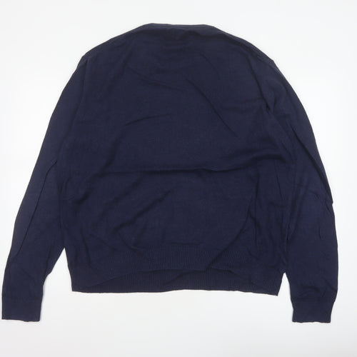 Joules Men’s Blue XXL Merino Wool Cotton Crew Neck Logo Jumper
