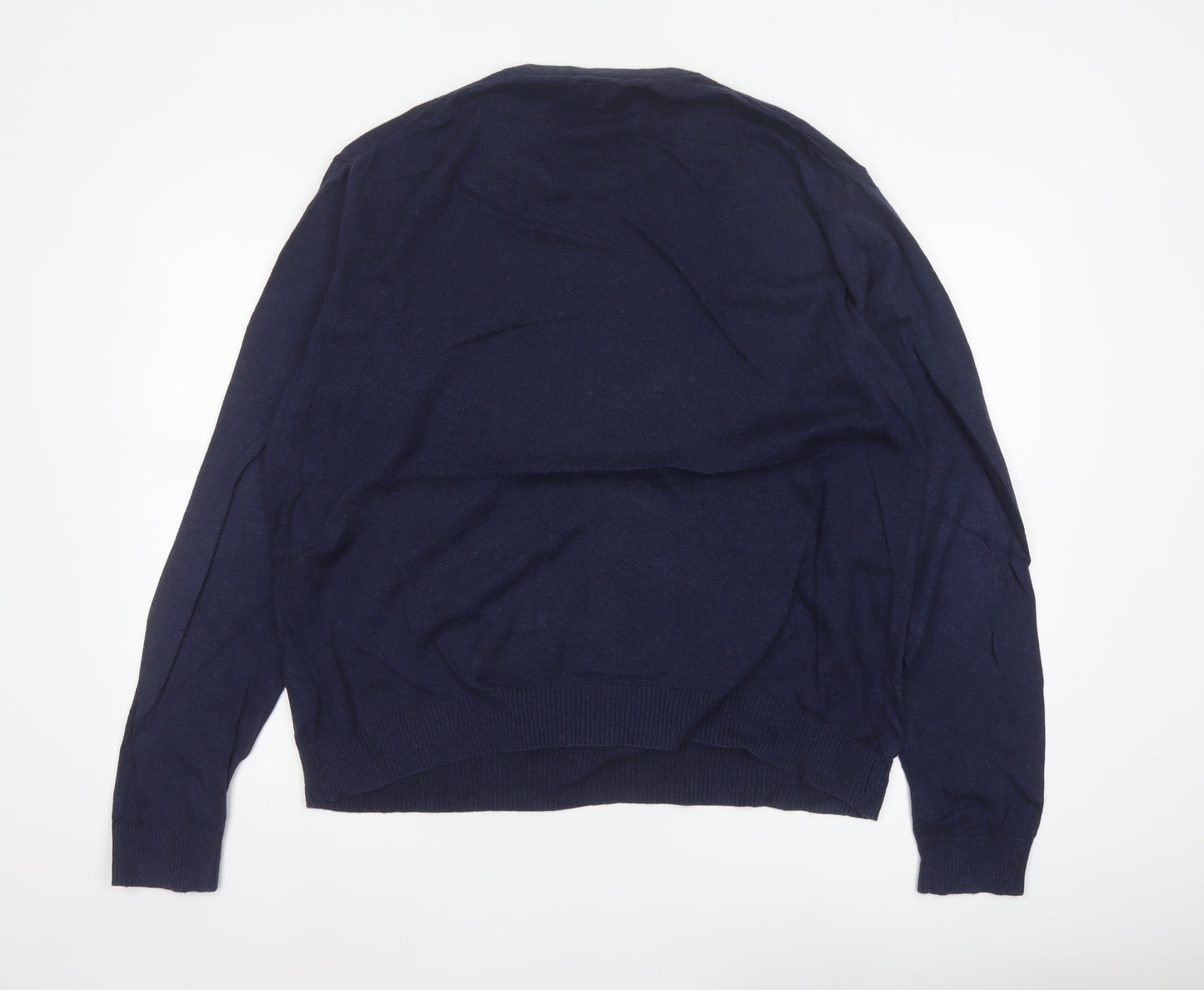 Joules Men’s Blue XXL Merino Wool Cotton Crew Neck Logo Jumper