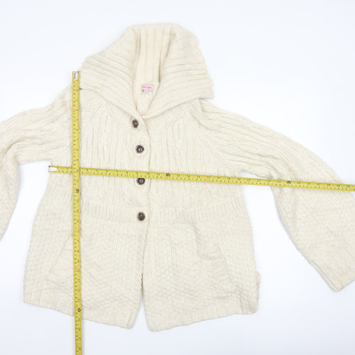 Phase Eight Women Ivory Size 14 Cable Knit Cowl Neck Cardigan