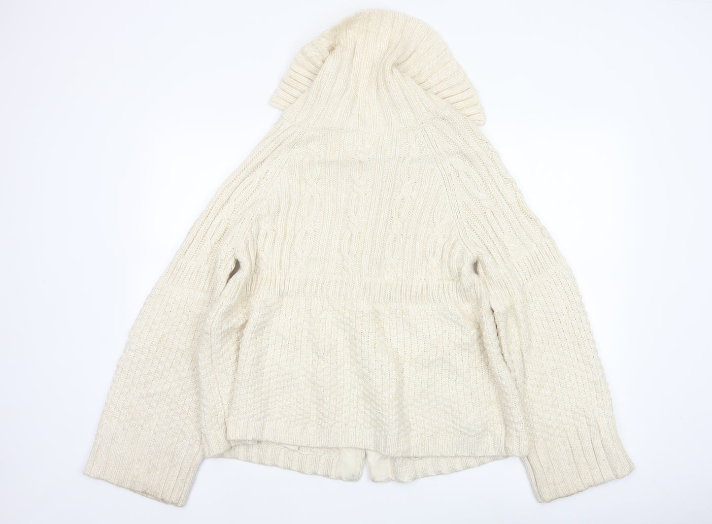 Phase Eight Women Ivory Size 14 Cable Knit Cowl Neck Cardigan