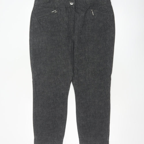 M&S Women’s Grey UK 16 Short High Rise Tapered Cotton Trousers