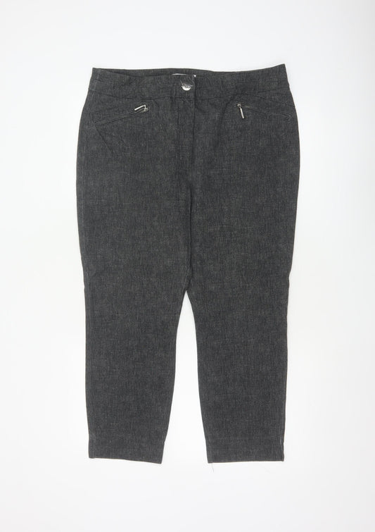 M&S Women’s Grey UK 16 Short High Rise Tapered Cotton Trousers
