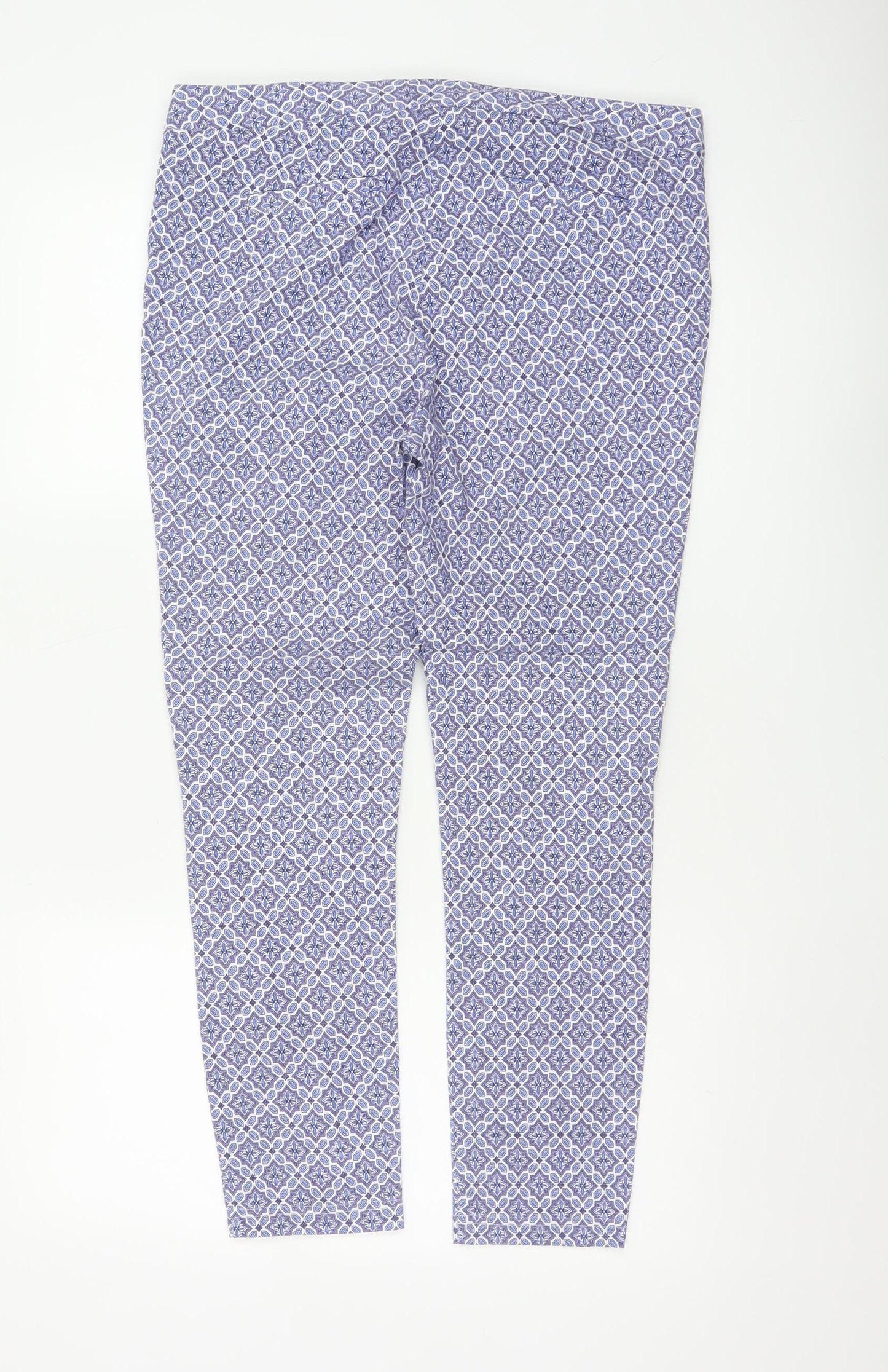 Dorothy Perkins Women’s Blue Geometric Skinny Trousers UK 14 Stretch