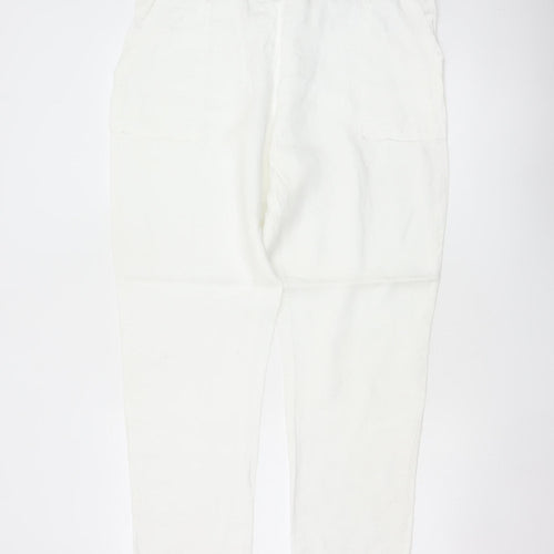 M&S Women’s Soft White UK 16 Linen Cargo Tapered Trousers