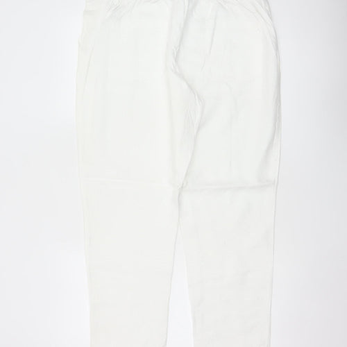 M&S Women’s Soft White UK 16 Linen Cargo Tapered Trousers