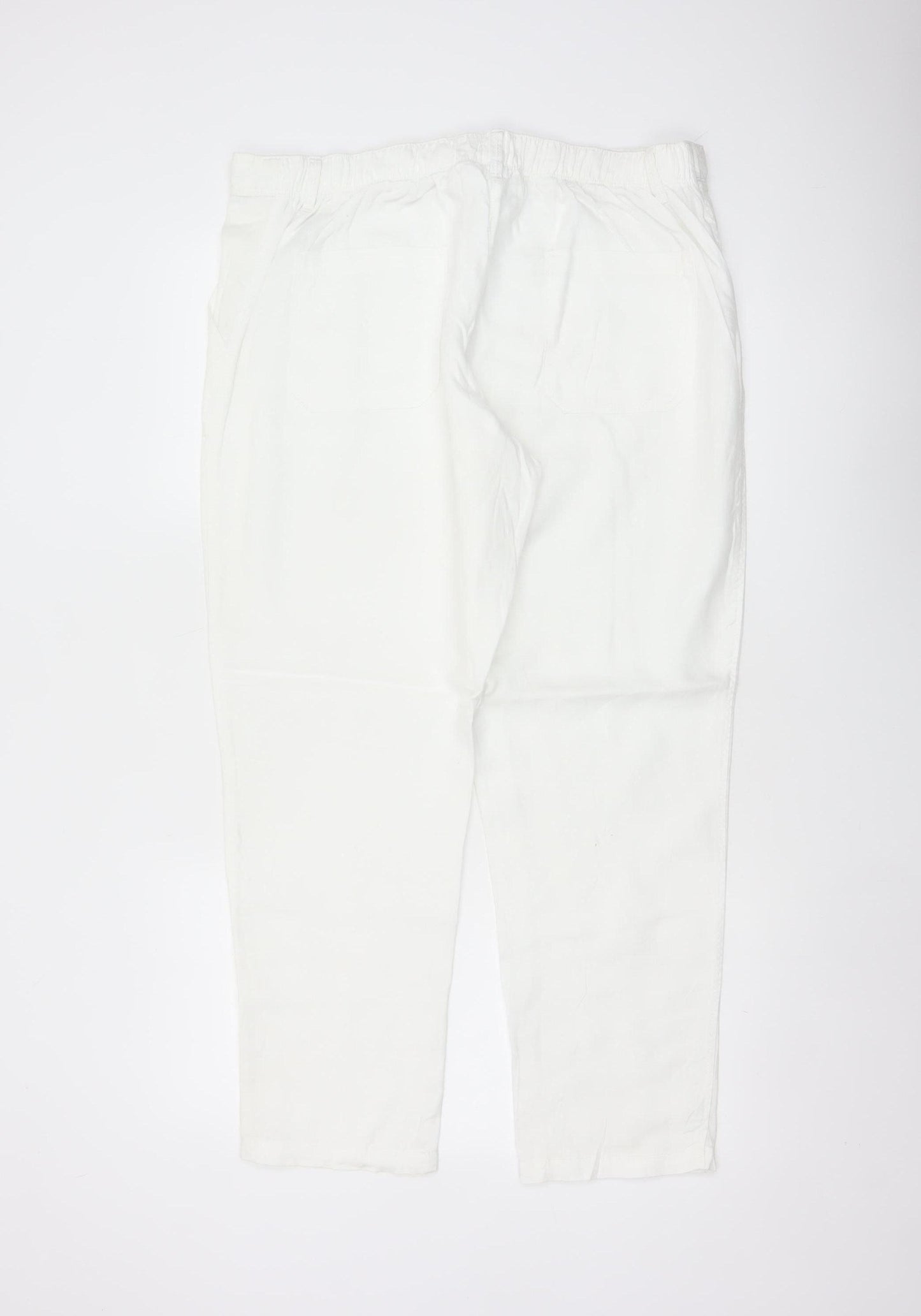 M&S Women’s Soft White UK 16 Linen Cargo Tapered Trousers