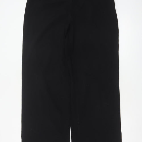 Marks & Spencer Women Black UK 14 Long Wide-Leg Stretch Trousers