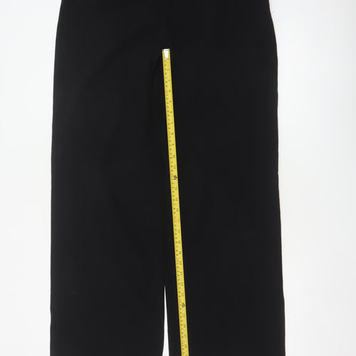 Marks & Spencer Women Black UK 14 Long Wide-Leg Stretch Trousers