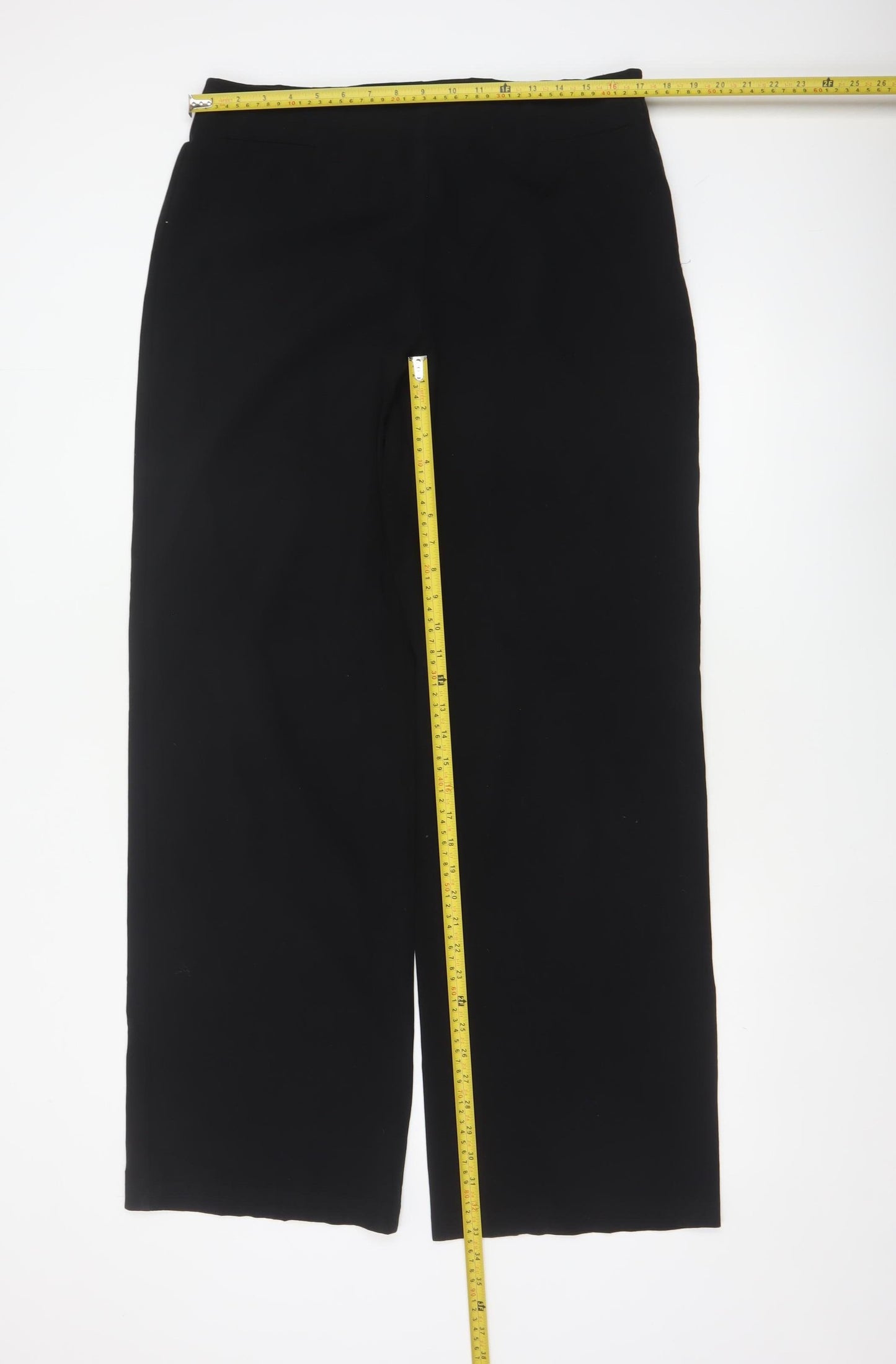 Marks & Spencer Women Black UK 14 Long Wide-Leg Stretch Trousers