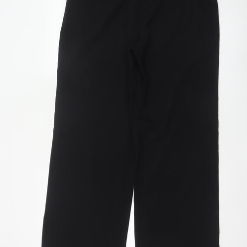 Marks & Spencer Women Black UK 14 Long Wide-Leg Stretch Trousers
