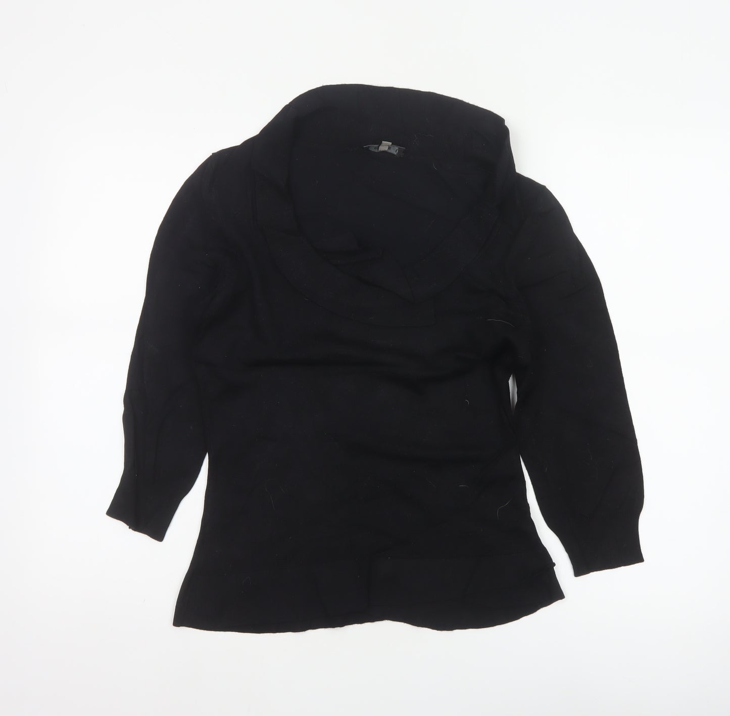 Coast Women’s Black Size 12 Cowl Neck Silk Blend Knit Jumper