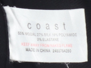 Coast Women’s Black Size 12 Cowl Neck Silk Blend Knit Jumper