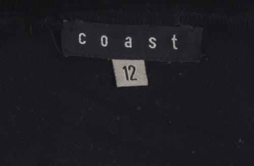 Coast Women’s Black Size 12 Cowl Neck Silk Blend Knit Jumper