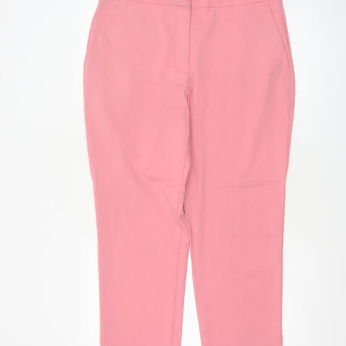 Zara Women Pink UK 14 High Rise Tapered Tailored Trousers
