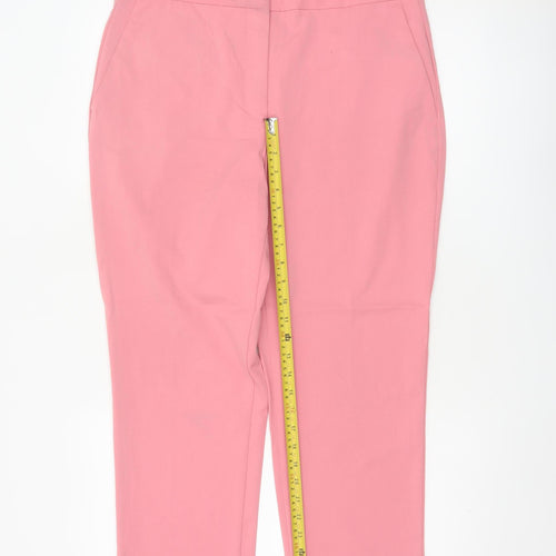 Zara Women Pink UK 14 High Rise Tapered Tailored Trousers