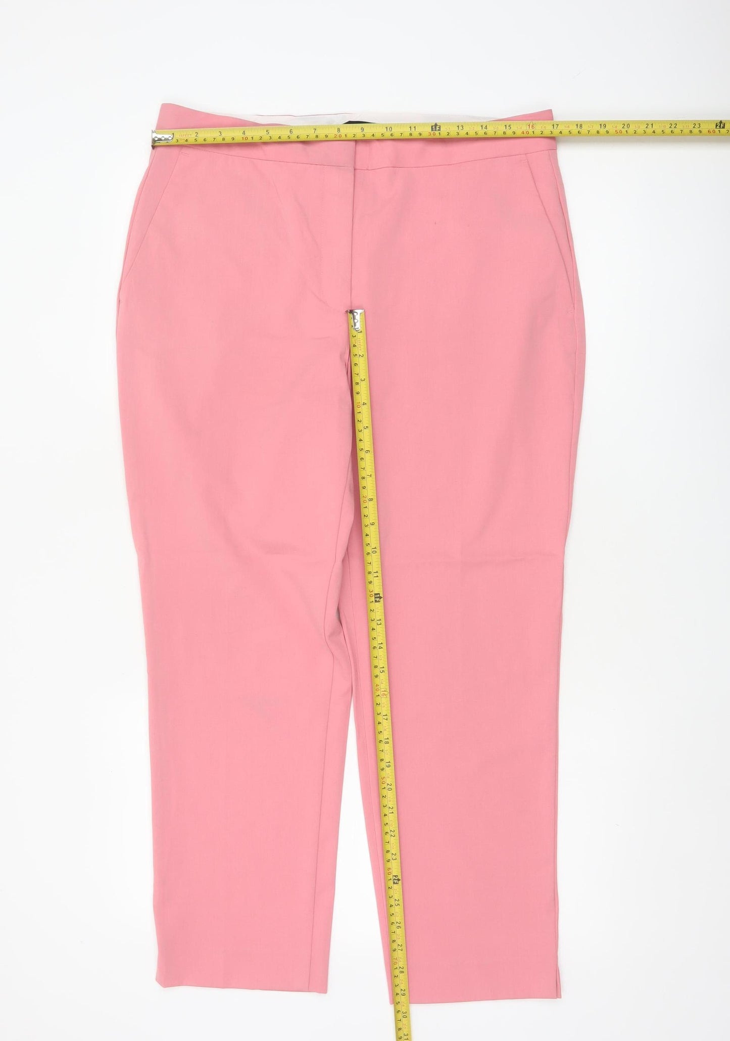 Zara Women Pink UK 14 High Rise Tapered Tailored Trousers