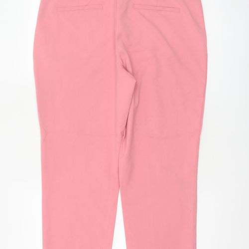 Zara Women Pink UK 14 High Rise Tapered Tailored Trousers