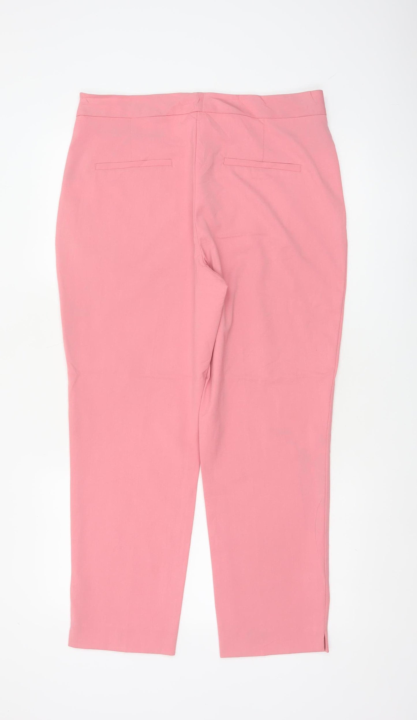 Zara Women Pink UK 14 High Rise Tapered Tailored Trousers