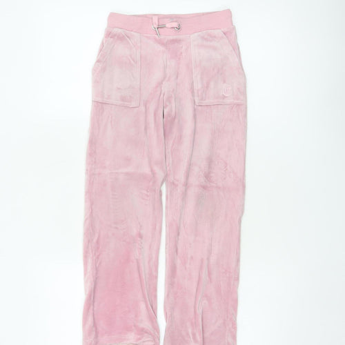 Juicy Couture Girls Pink Velour Cargo Trousers Age 7-8 Pockets