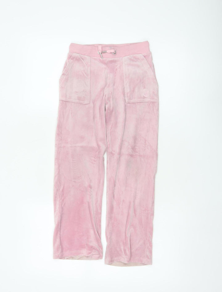 Juicy Couture Girls Pink Velour Cargo Trousers Age 7-8 Pockets