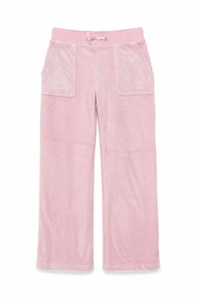 Juicy Couture Girls Pink Velour Cargo Trousers Age 7-8 Pockets