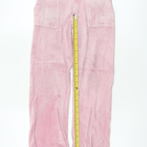 Juicy Couture Girls Pink Velour Cargo Trousers Age 7-8 Pockets