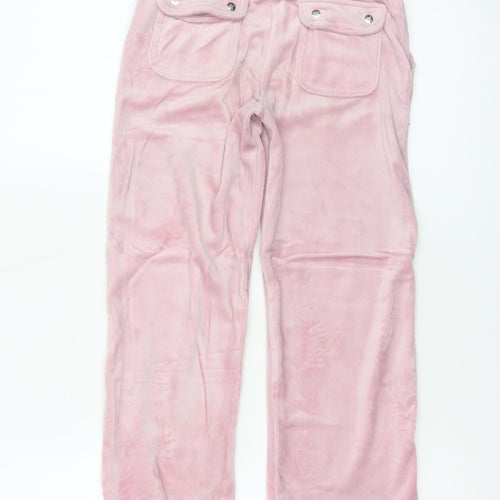 Juicy Couture Girls Pink Velour Cargo Trousers Age 7-8 Pockets