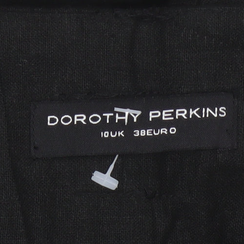 Dorothy Perkins Women Black UK 10 Cropped Wide-Leg Belted Trousers