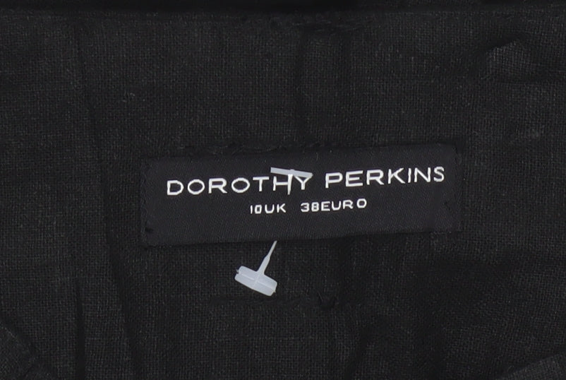Dorothy Perkins Women Black UK 10 Cropped Wide-Leg Belted Trousers