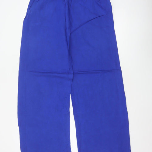 Oysho Women Blue Size S Wide-Leg Drawstring Trousers Pockets