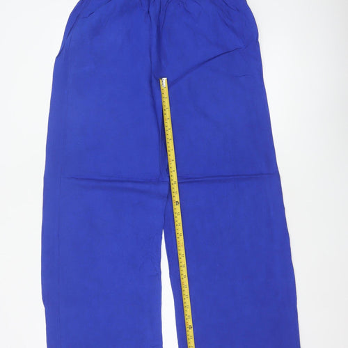 Oysho Women Blue Size S Wide-Leg Drawstring Trousers Pockets