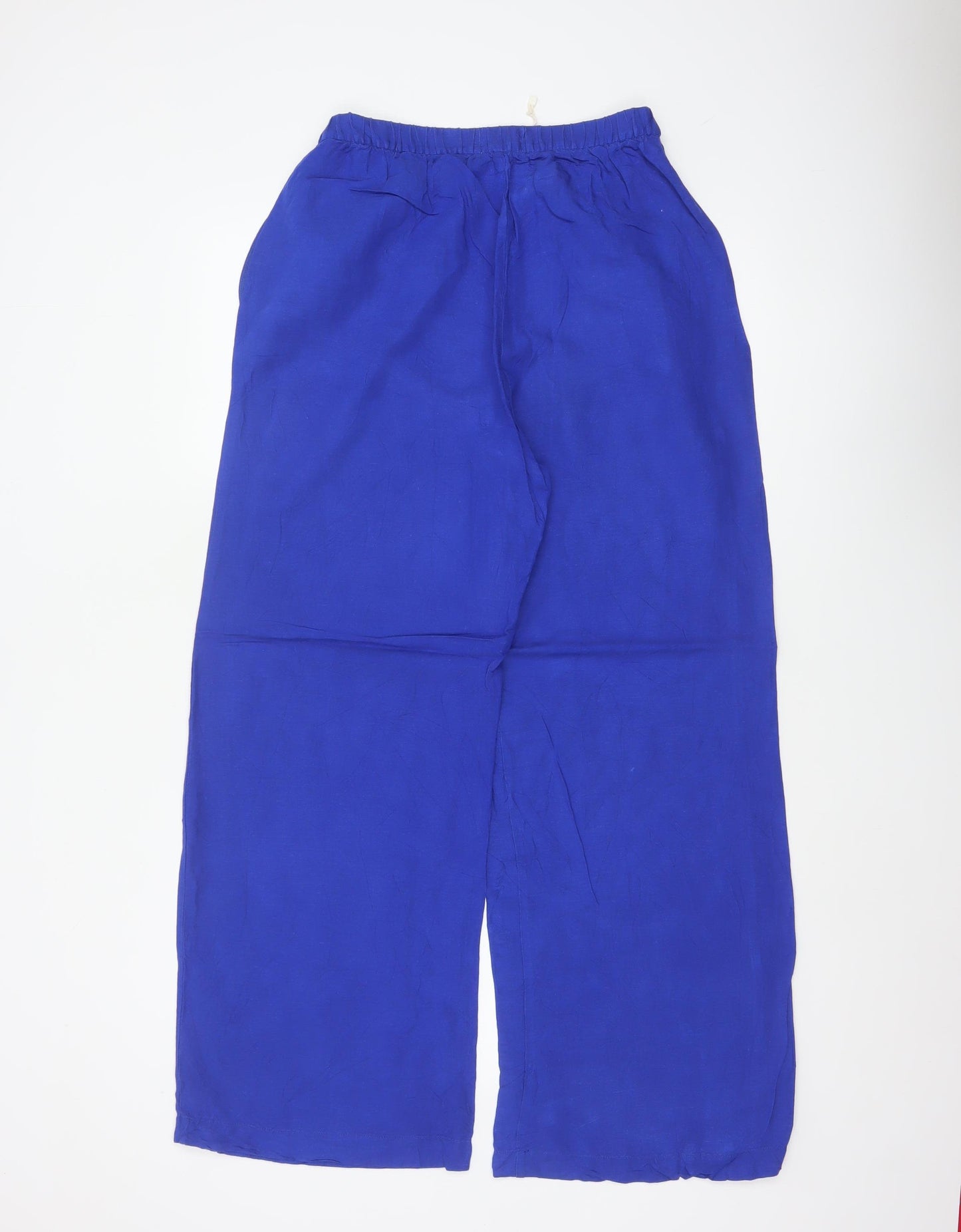 Oysho Women Blue Size S Wide-Leg Drawstring Trousers Pockets