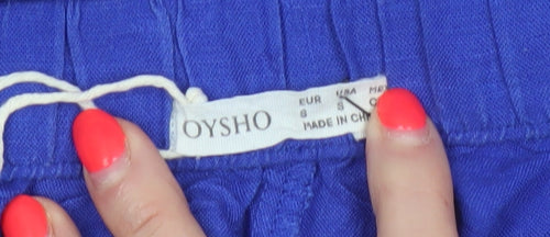 Oysho Women Blue Size S Wide-Leg Drawstring Trousers Pockets